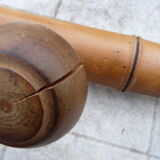 Wooden coat rack turned in imitation of bamboo, 3 hooks, 1900s