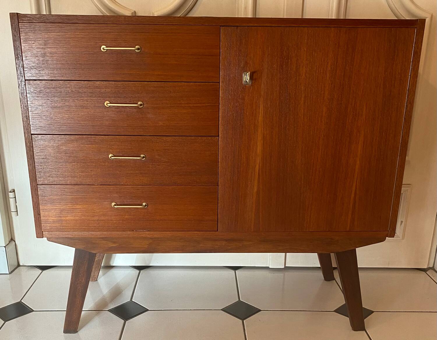 Vintage chest of drawers with compass feet
