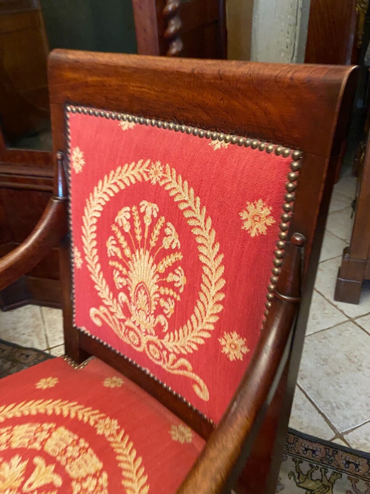Period armchair Restoration in solid carved mahogany