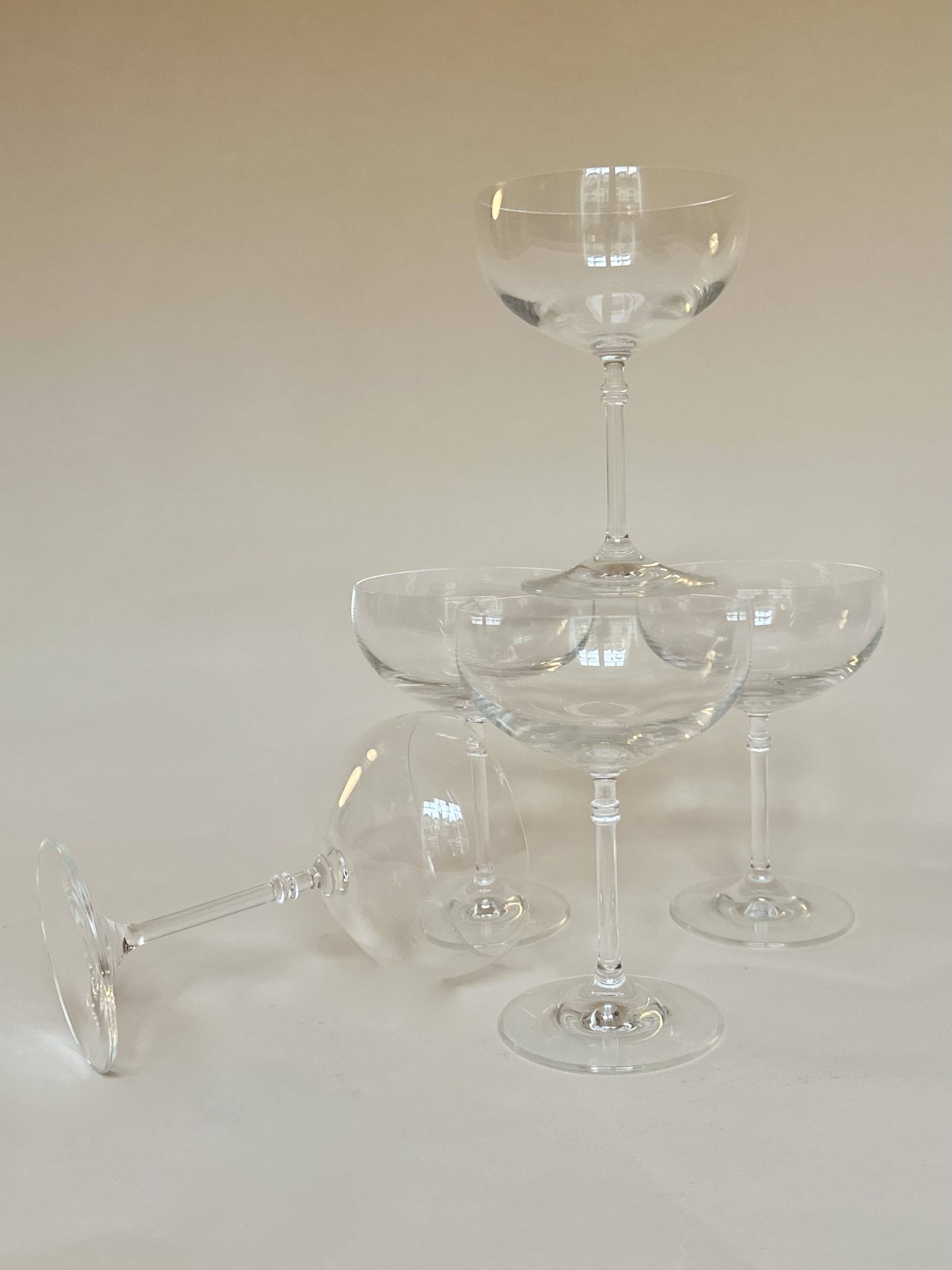 Set of five champagne glasses