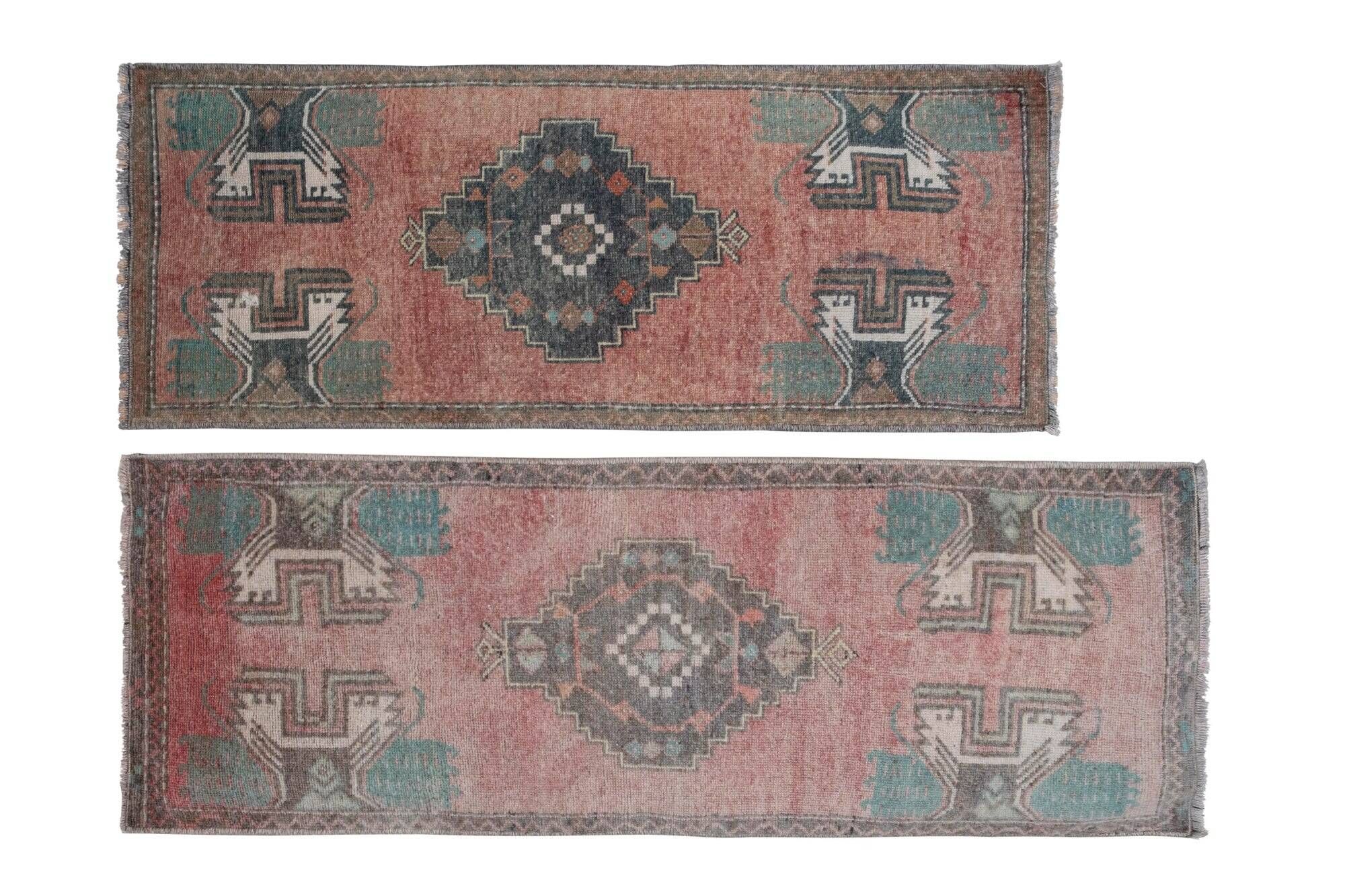 Set of 2 vintage handmade Turkish rugs 46x120 cm