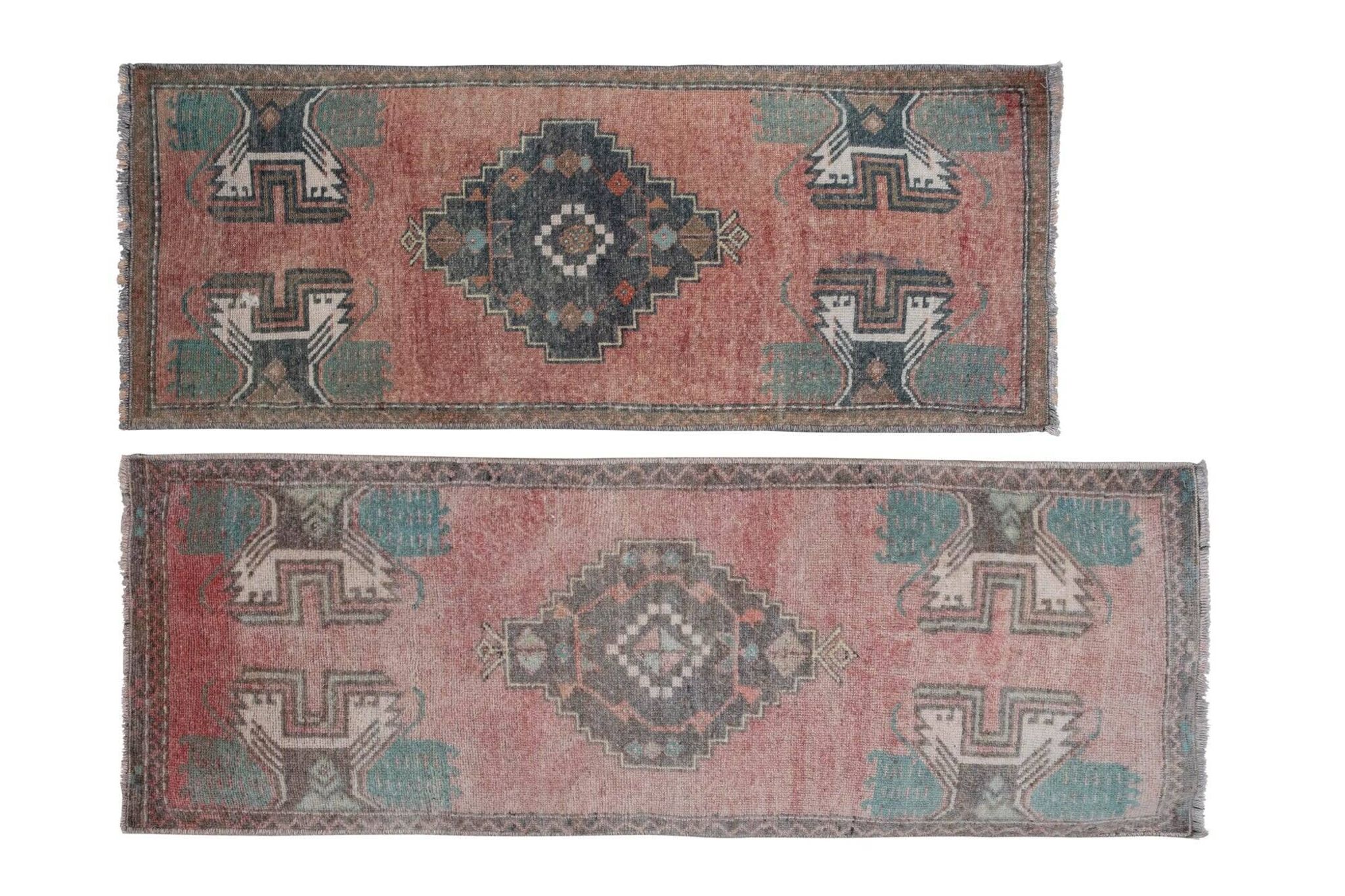 Set of 2 vintage handmade Turkish rugs 46x120 cm