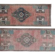 Set of 2 vintage handmade Turkish rugs 46x120 cm