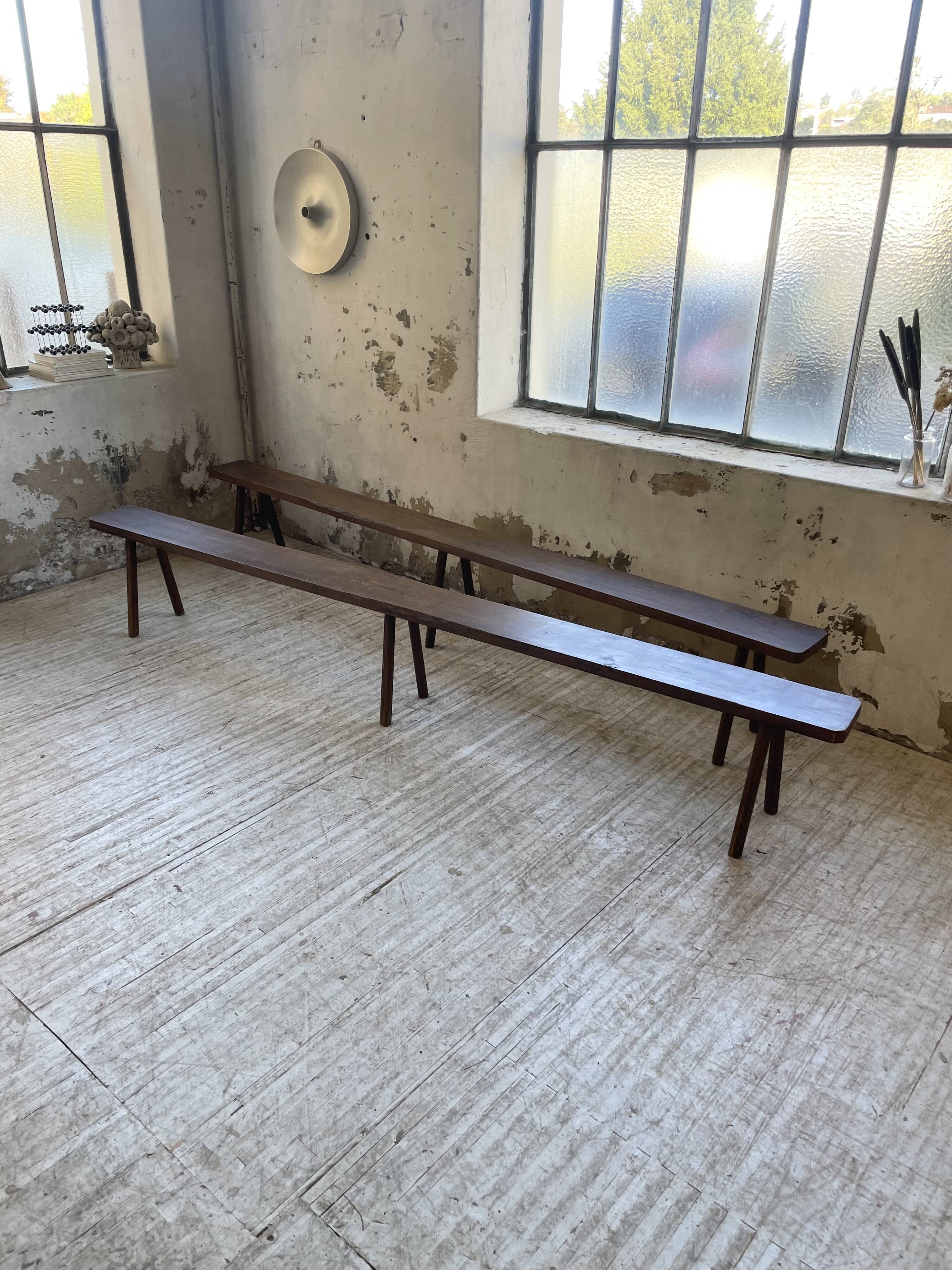 Pair of 3m solid oak farmhouse benches