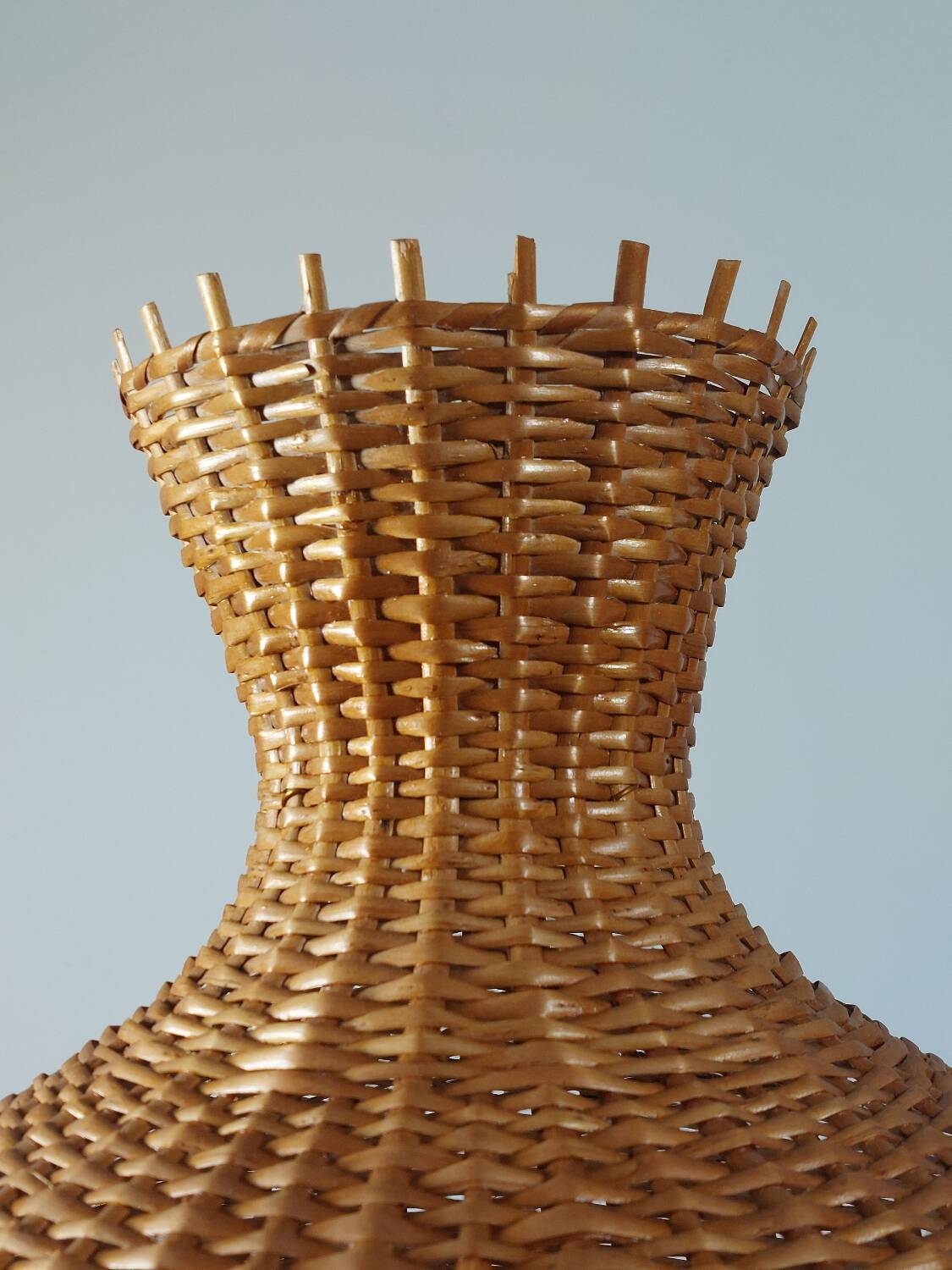 Vintage rattan lampshade from the 70s, mid-century style.