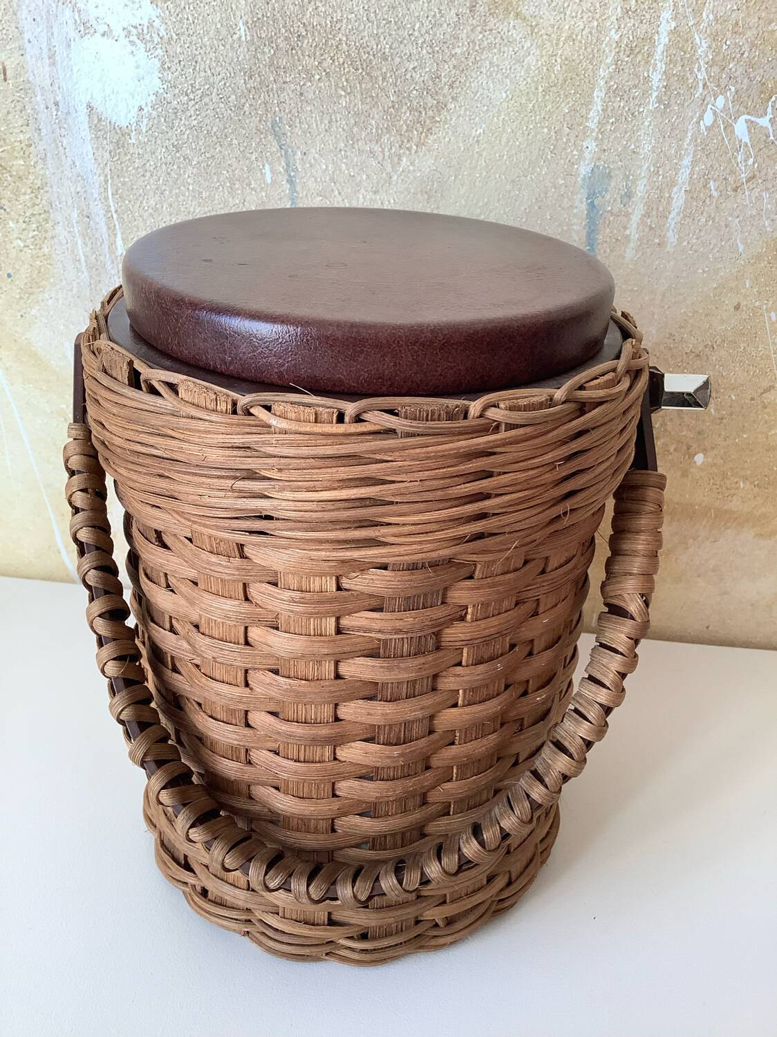 Wicker rattan ice bucket