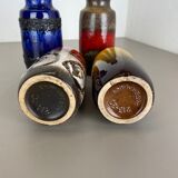 Set of Four Vintage Pottery Fat Lava Vases Made by Scheurich, Germany, 1970s