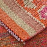 Pink & Orange Vintage Turkish Runner Rug, 103x326Cm