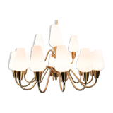 Lamp with arms of brass and glass, of Danish design from the 1950s