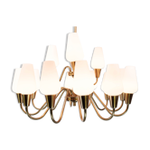 Lamp with arms of brass and glass, of Danish design from the 1950s