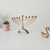 Art Deco Hebrew Candlestick Menorah with 9 Branches