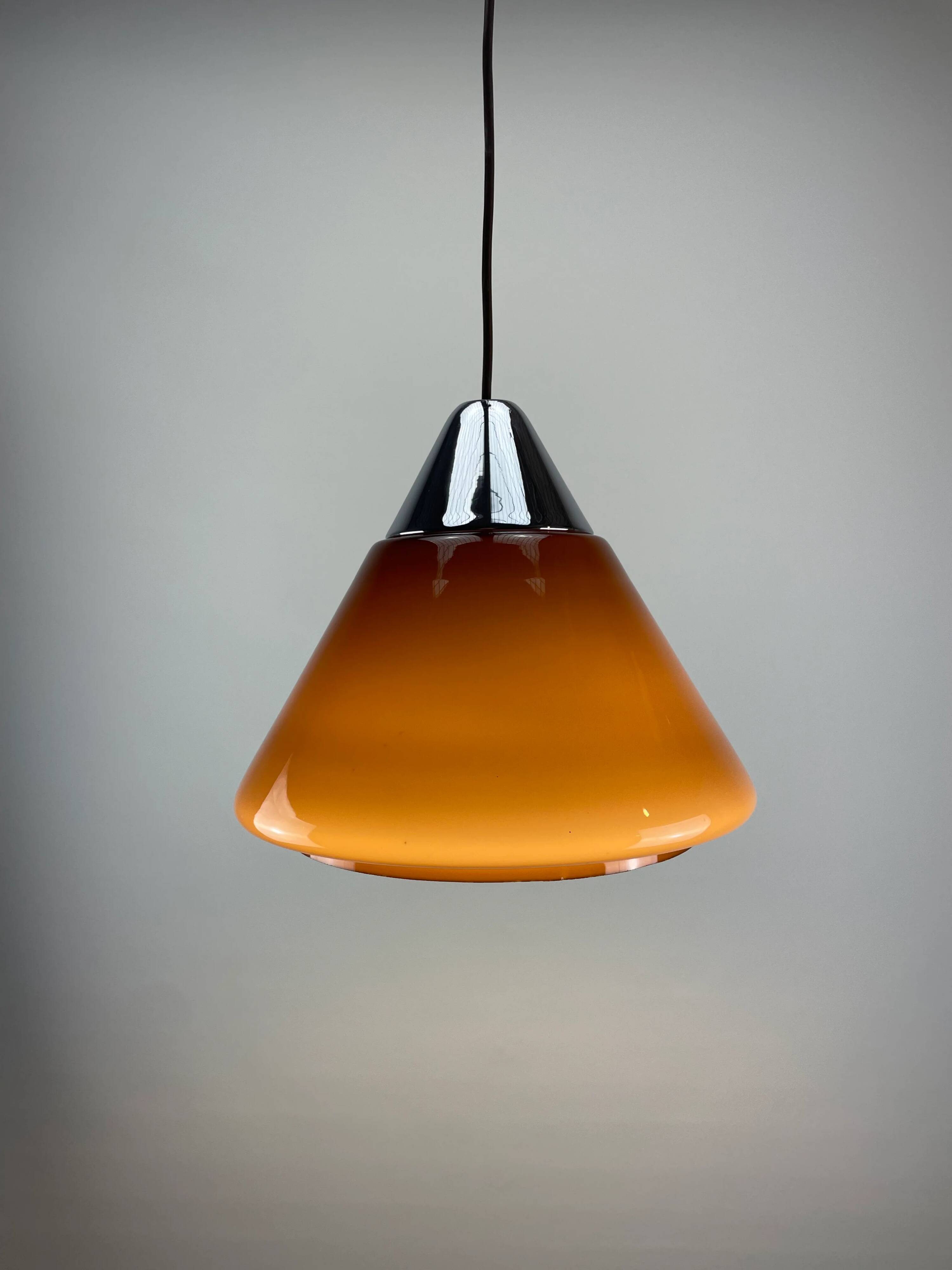 Suspension en verre marron par Hustadt Leuchten, 1960