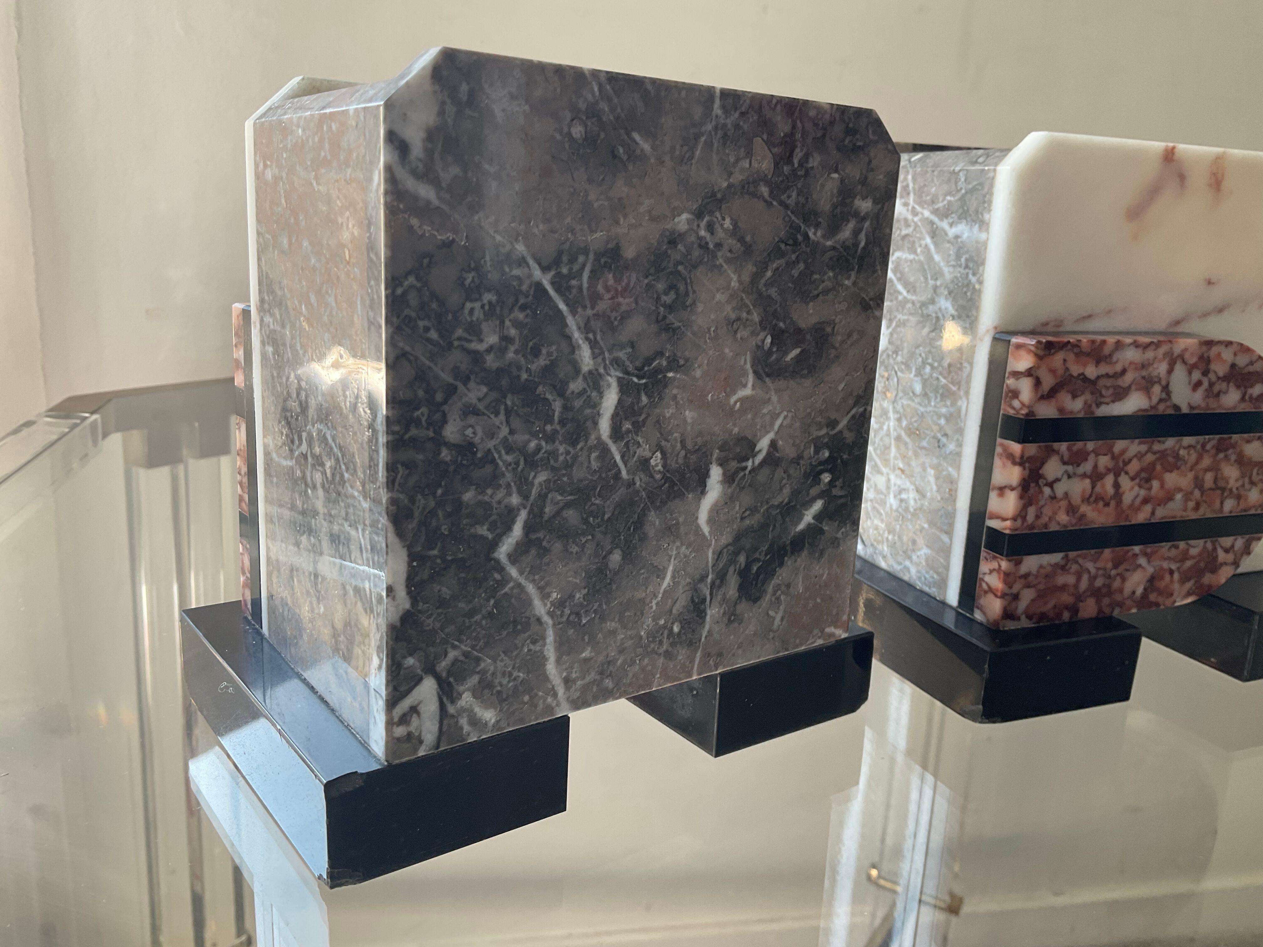 Pair of Art Deco marble bookends