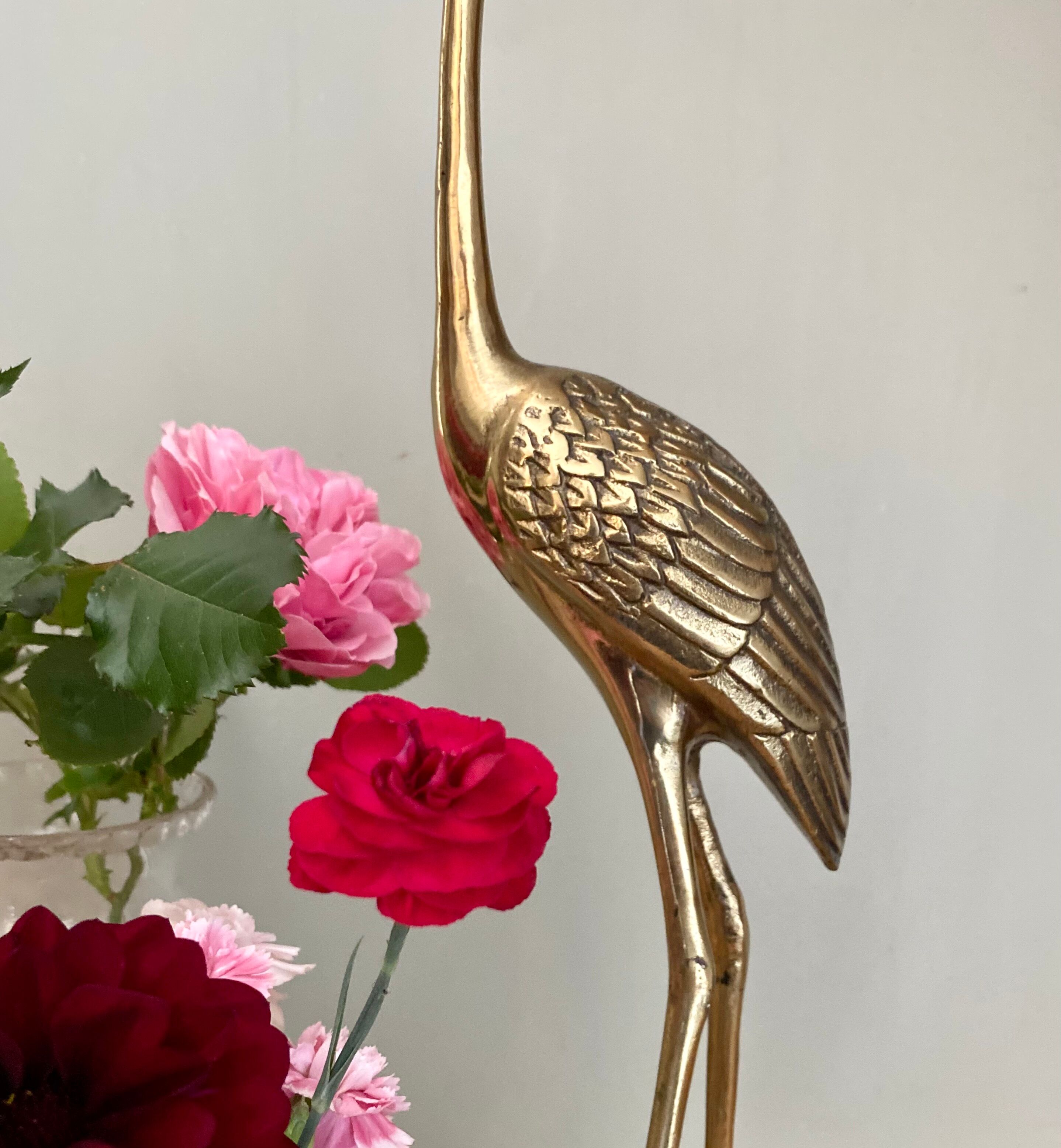 XXL vintage brass heron