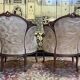 Paire de fauteuils bergères rocailles Louis XV
