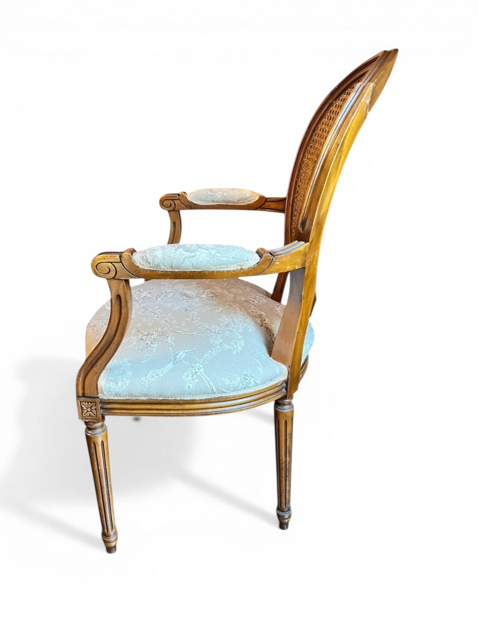 Louis XVI style medallion armchair with caning, 20th century.