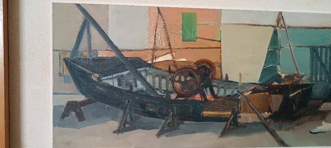 Marine painting oil on panel signed 50s/60s