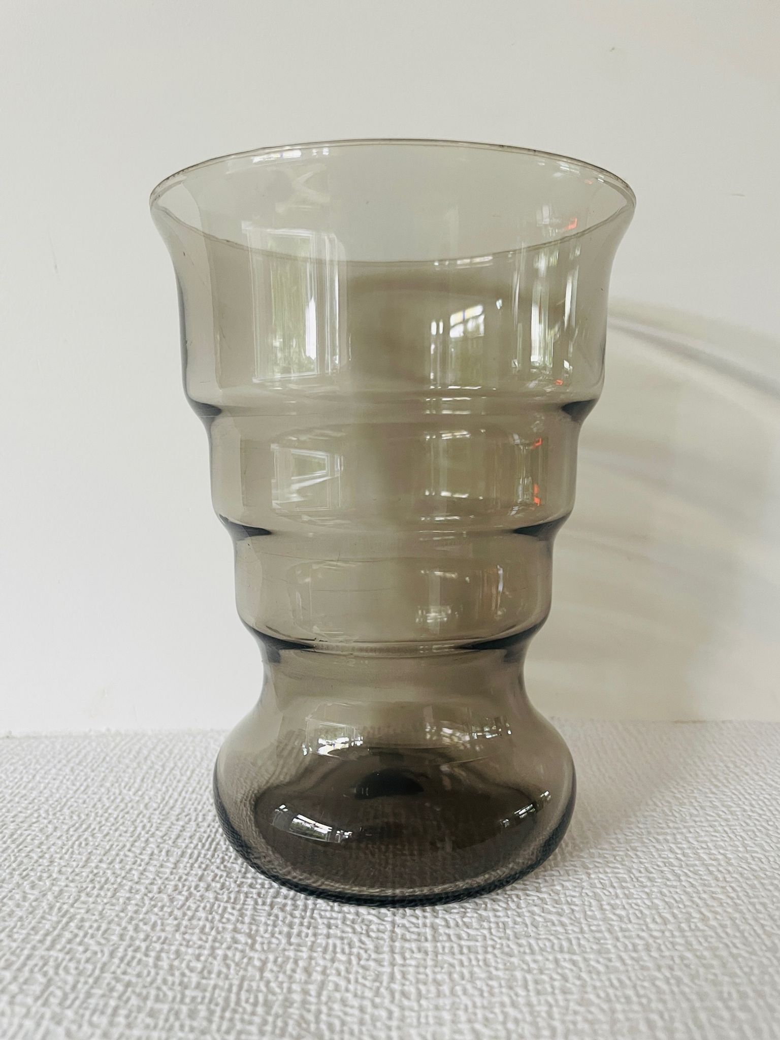 Vintage Leerdam Vase. Glass vase K.P.C. De Bazel. 1920's smoke glass vase Model S.
