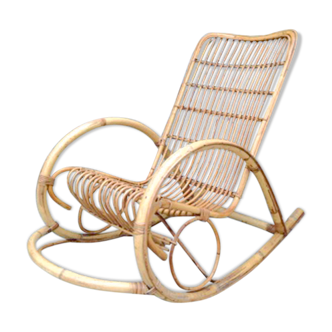 Rocking-chair in rattan 1960s