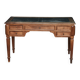 Bureau ancien en bois avec plateau gainé et 5 tiroirs