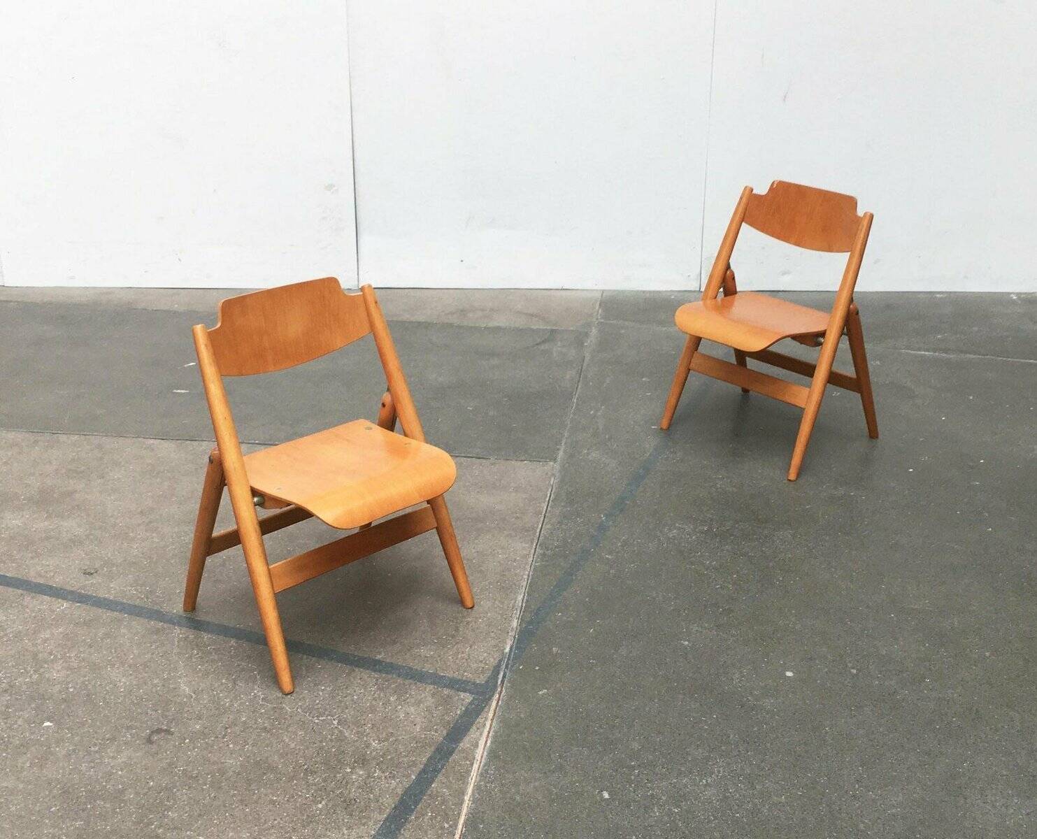 Set of folding chairs for children SE 18 German mid-century by Egon Eiermann for Wilde+Spieth, 1950s
