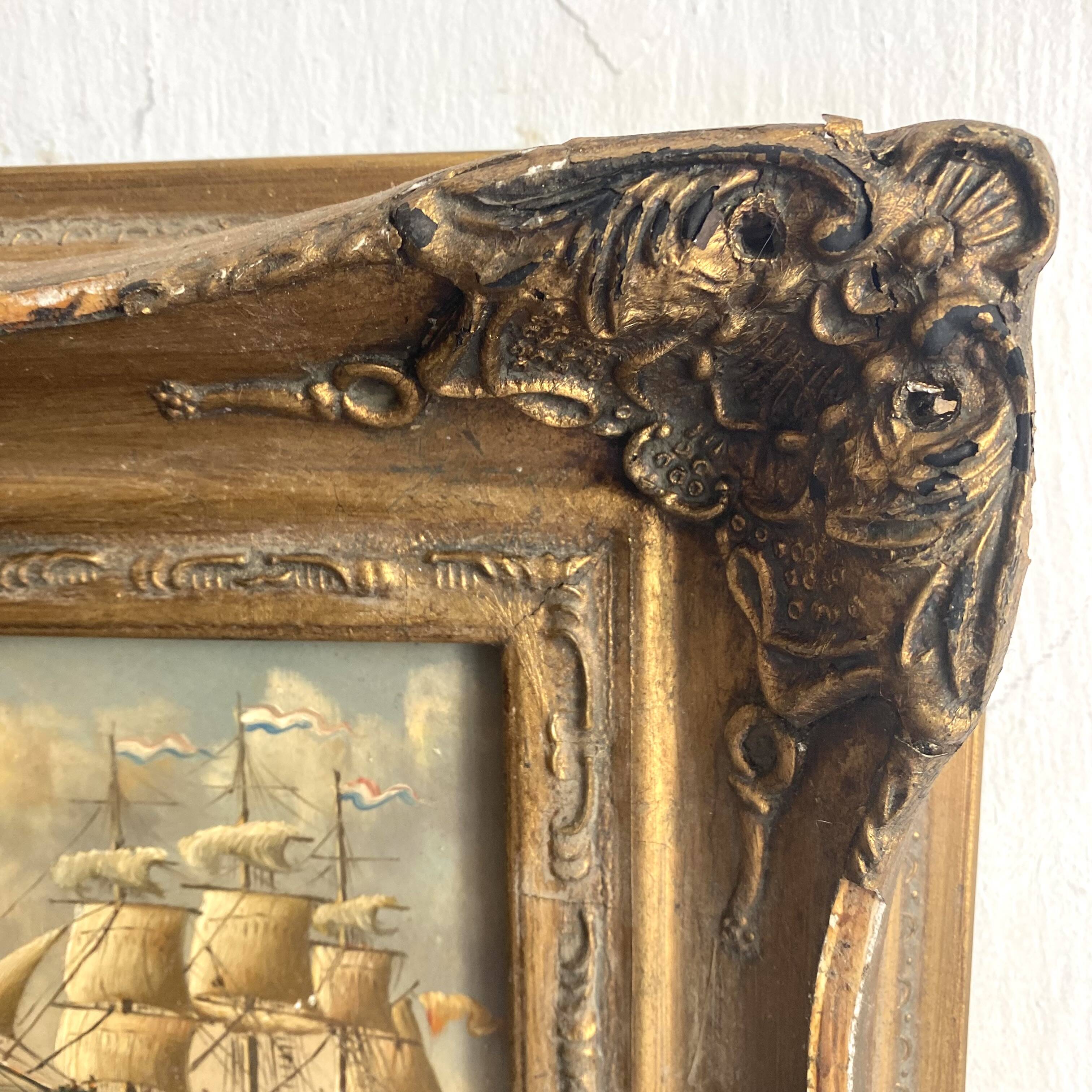 Framed marine painting