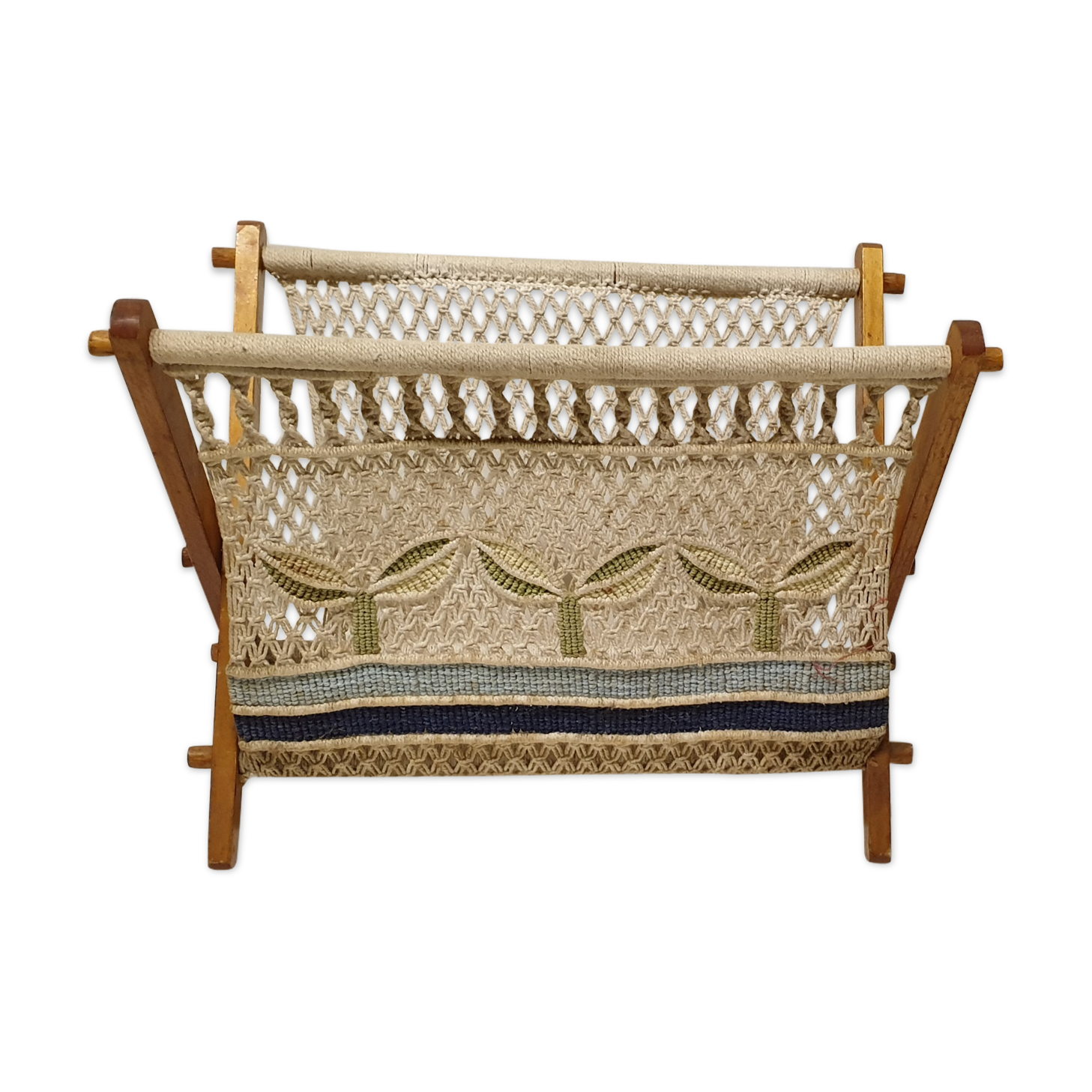 Macramé magazine holder, 70s