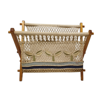 Macramé magazine holder, 70s