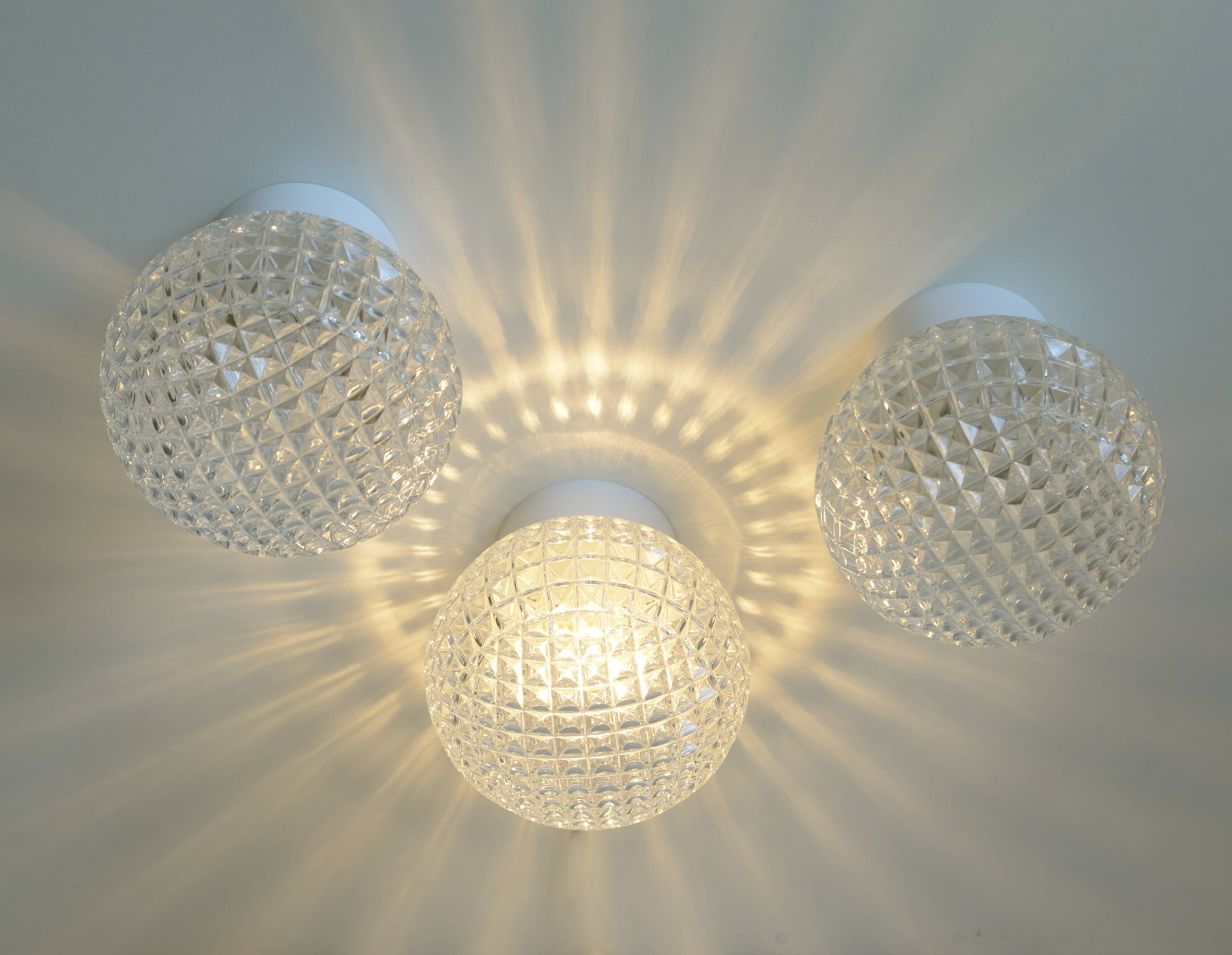 Mushroom sconces / set of 3 vintage wall lamp / bathroom ceiling light 1960