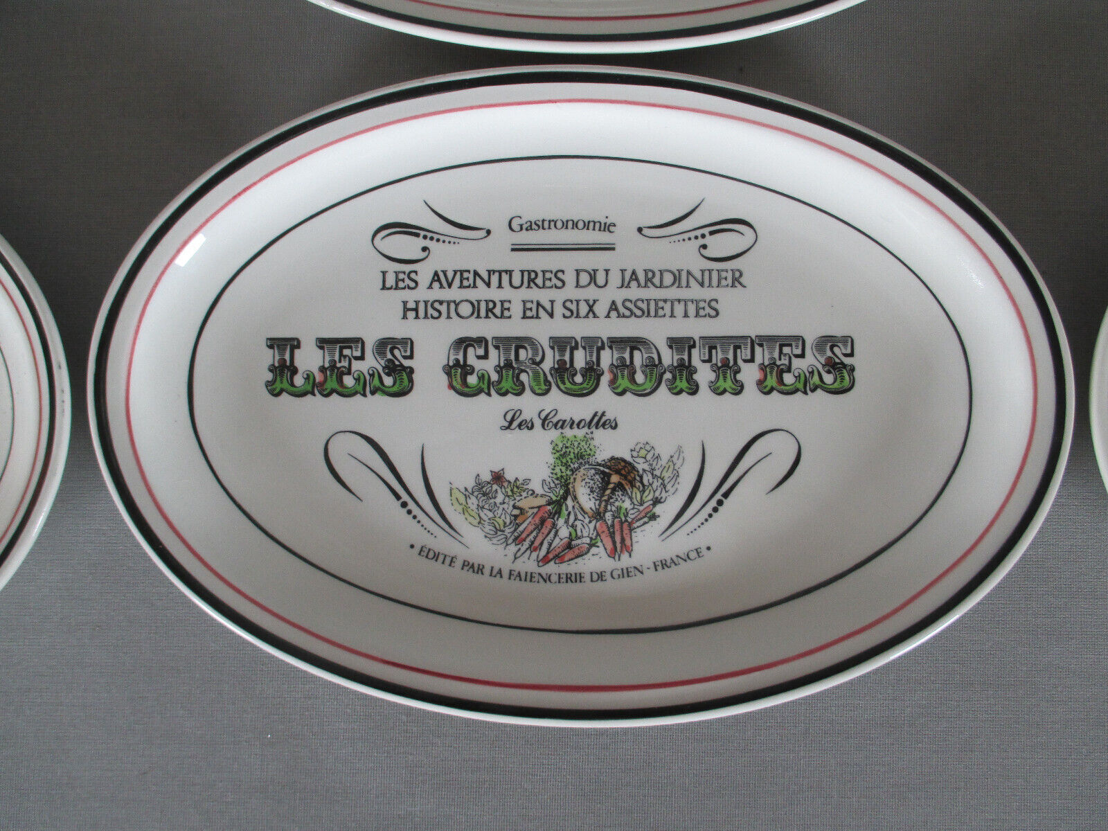 6 plates Gien raw vegetables the adventures of the gardener the collector