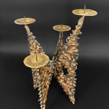 Brutalist sculptural chandelier with 4 lights