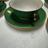 Service 14 cup and saucer in Art Deco Emerald Green and Gold.