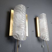 Pair of brass and glass wall lights by Fischer Leuchten, 1960s