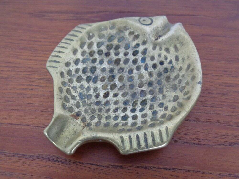 Brutalist Bronze Fish Ashtray, 1960s