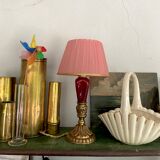 Lampe céramique, câble 2m tissu, abat-jour rubans