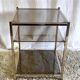 Side table in gilded metal and smoked glass by Belgo Chrome 60s/70s
