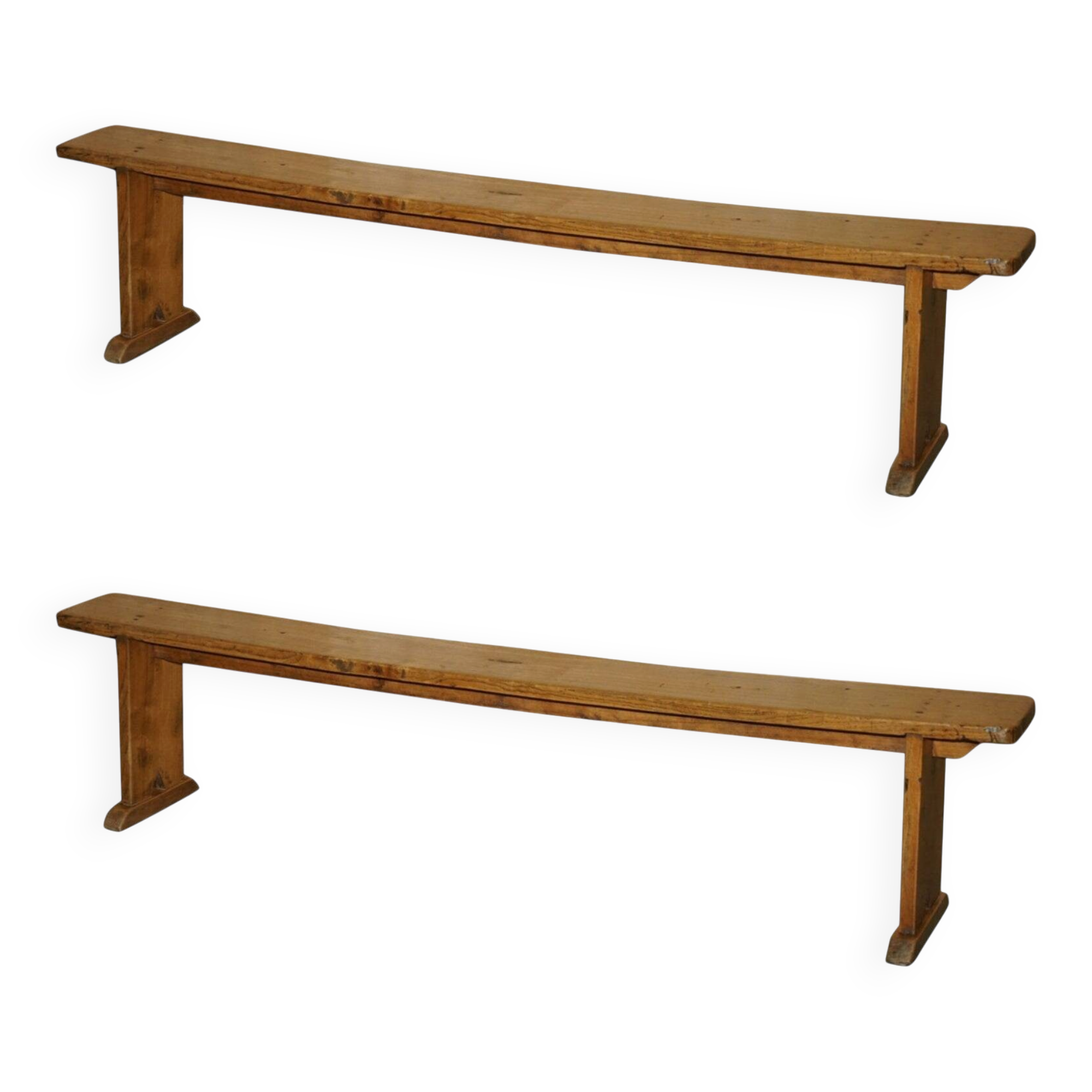 Paire de bancs victorienne en chêne