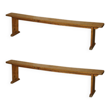 Pair of Victorian oak benches