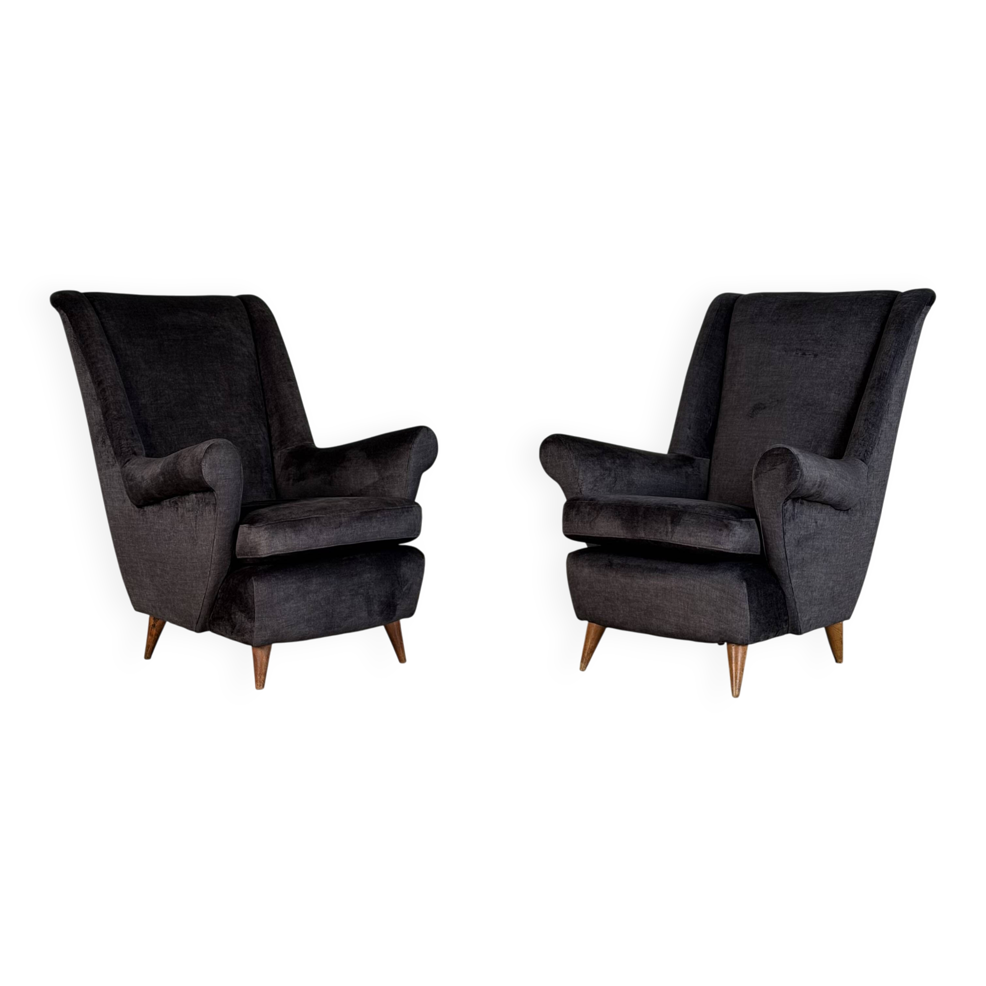 Pair of Italian Armchairs Attributed to Gio Ponti for ISA Bergamo, 1950s