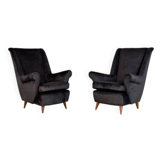 Pair of Italian Armchairs Attributed to Gio Ponti for ISA Bergamo, 1950s