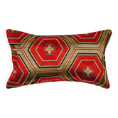 Coussin lombaire hexagonal vermillon Kikkō Vanguard — noir, rouge et or