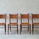 Set of 4 teak dining chairs with patinated cane after Gio Ponti, Italy 1960