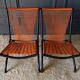 Suite of 4 folding armchairs scoubidou red and tubular black 1960