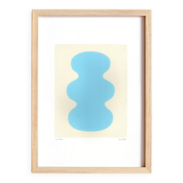 Light blue paper painting, abstract illustration signed Eawy.