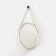 Jacques Adnet original cream leather mirror from around 1940.