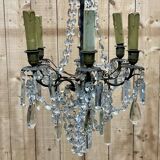 Chandelier with tassels and bronze from the early 20th century, 5 lights