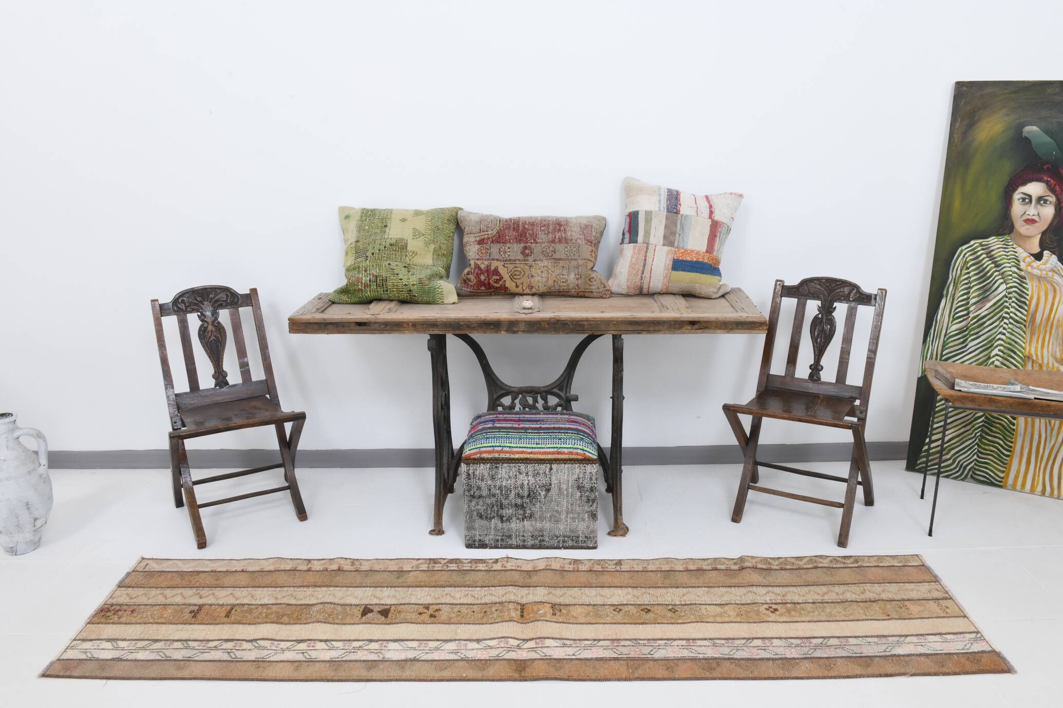 2x9 Soft Pastel Brown & Beige Turkish Runner Rug, 61x266Cm SK 21389