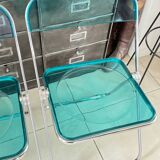 Set of 4 Castelli blue Plia folding chairs