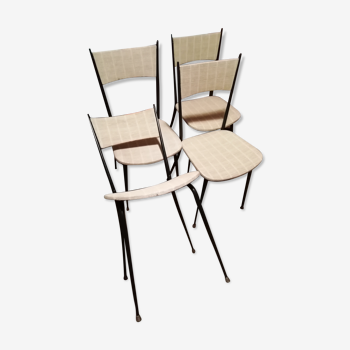 4 chaises Colette Gueden skaï effet paillage