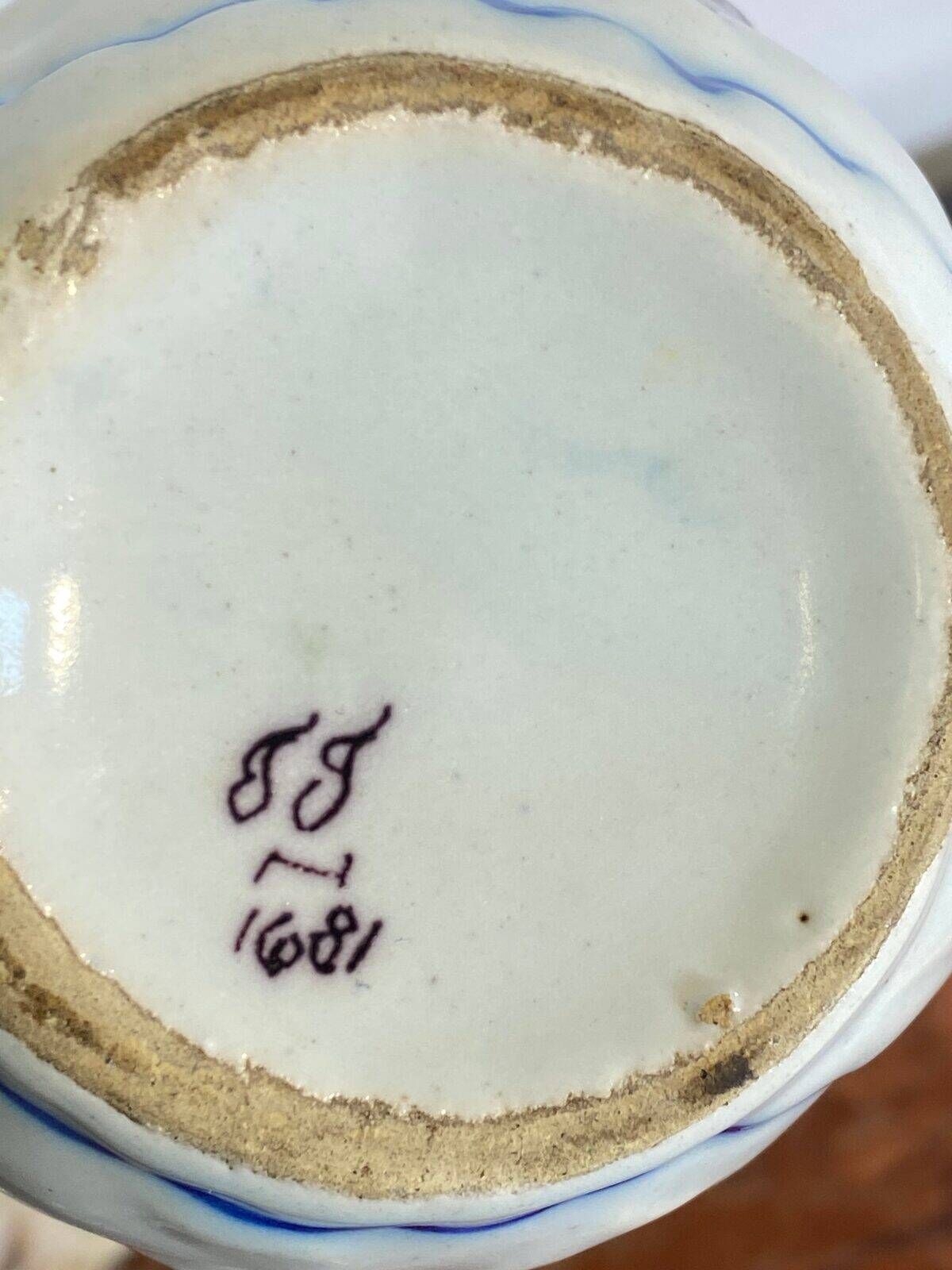 Small antique jug in faience from Les Sables d'Olonne, hand-painted.